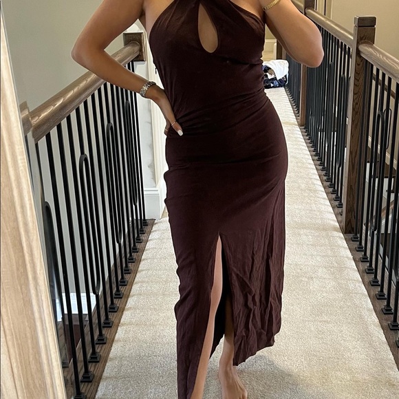 Zara linen blend chain halter dress - Picture 3 of 8